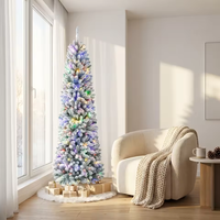 Sapin de Noël artificiel QiYing Victory Xmas-31, 1,8 m (6 pieds), sapin fin pré-éclairé, floqué, de haute qualité, écologique, 250 LED