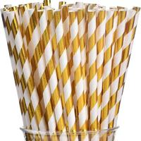 Pailles en papier jetables 6 mm x 197 mm 8 mm rayées orange et blanches, biodégradables, recyclables, 100 % sans danger pour les aliments, fabriquées à partir de matériaux recyclés pour l'alimentation