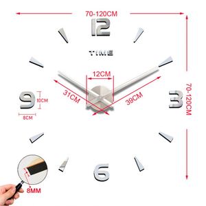 Horloge murale numérique 3D DIY de 47 pouces, décoration intérieure 2023, design unique et luxueux, autocollant acrylique créatif, horloges murales modernes - Product Image 6