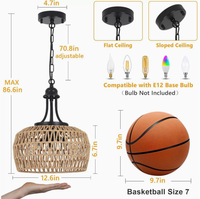 Lampe suspendue artisanale en rotin tressé de style bohème, écologique, pour salle à manger, restaurant