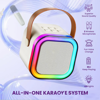 Altavoz de Karaoke Portátil Mini K12 para Niños, Luz RGB, Dos Micrófonos, Audio Inalámbrico BT, Batería de 10W, para Cine en Casa y Canto al Aire Libre