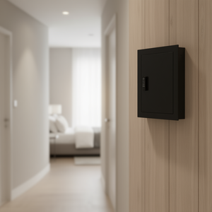 Coffre-fort mural avec scanner d'empreintes digitales Q235, en acier laminé à froid, avec étagères réglables, porte-clés pour argent et passeport - Product Image 2