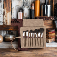 Sac enroulable de pinceau de maquillage de peinture d'artiste, organisateur de support de brosse de maquillage de toile, sac de brosse de maquillage en cuir avec la fermeture de ficelle