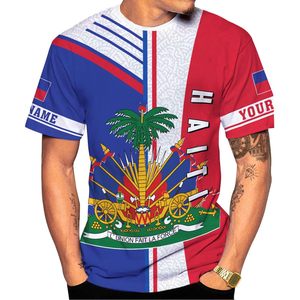 促销产品高品质定制在线设计男士加大码t恤耐用海地国旗服装和t恤 - Product Image 5