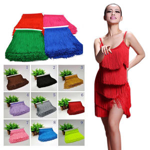 Vendita calda 30CM 12 pollici lavabile seta lungo <span class=keywords><strong>tessuto</strong></span> in poliestere frangia per vestito da ballo - Product Image 3