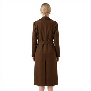 Elegan Long <b>Wool</b> Blend Trench <b>Coat</b> <b>With</b> <b>Belt</b> Double Breasted Notched Collar Full Sleeve Autumn Windproof Solid Color - Product Image 3