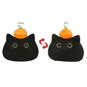 Custom Black Cat Plush Toy Keychain Large Plush Cat Shape Pillow Cute Soft Stuffed Animal Toy For Baby