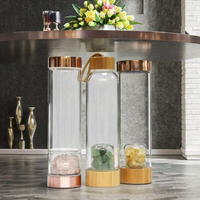 Bouteille d'eau en verre personnalisée écologique infusée de cristaux - Sans BPA, logo personnalisé, verre borosilicate de haute qualité pour une hydratation saine