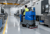 Autolaveuse autoportée, autonomie 4-5 heures, réservoir de solution 75L, réservoir de récupération 85L, brosse 560mm pour entrepôts et ateliers industriels