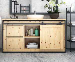 RHETECH Alibaba Meilleur vendeur 2024 Rails pour bois noir moderne système de voie mécanisme armoire coulissante porte de grange matériel - Product Image 6