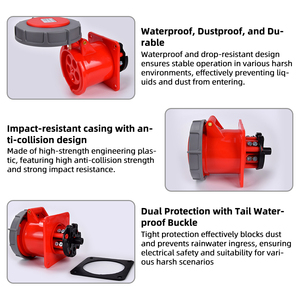 Iec60309 <span class=keywords><strong>63A</strong></span> 4pin công nghiệp cắm ổ cắm 380-415V IP67 <span class=keywords><strong>Cee</strong></span> kết nối 5pin <span class=keywords><strong>63A</strong></span> 3P + E + N 220-380/240- 415V IP67 công nghiệp cắm - Product Image 5