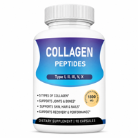 Capsules de collagène multi-peptides types I, II, III, V, X, 1800 mg, 90 unités, complément alimentaire pour le soutien des articulations, des os, de la peau, des cheveux et des ongles