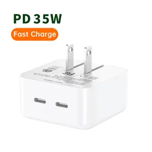 GOODSHE – chargeur rapide pliable GaN 35W double usb c pd, chargeur 35w pour iPhone 14 Pro Max Mini iPhone 13 iPad Pro MacBook tablette