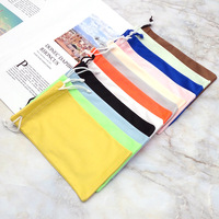 Pochette à lunettes en microfibre douce multicolore avec logo personnalisé, vente en gros à bas prix, sac de rangement à cordon, emballage pour lunettes