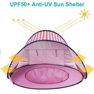 Pink Stripe Lightweight Baby Beach <b>Kids</b> <b>Play</b> <b>Tent</b> <b>for</b> Sun Shelter - Product Image 2