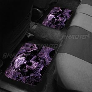 Tapis de sol de voiture universel imprimé crâne (1 pièce/2 pièces/4 pièces) – Ensemble complet avant/arrière – Tapis de protection automobile avant et arrière - Product Image 4