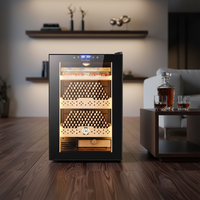 Armoire à cigares Bacchus/Barkes avec éclairage LED, noire, électronique, à température et humidité constantes, refroidie par air, en bois de cèdre nu, rouge