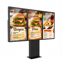 Pantalla Digital para Menús de Autoservicio, Exterior, Impermeable IP65, Triple Pantalla de 3x55 Pulgadas, 4K LCD, Animación, para Publicidad Comercial