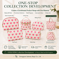 Pochette cosmétique en toile imprimée cœur rose, sac à maquillage personnalisé avec logo, trousse de toilette de voyage, vente en gros, fabricant OEM