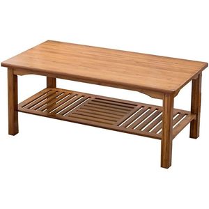 <b>Bamboo</b> Coffee <b>Table</b> 120x60x50cm Double Storage Living Room Sofa <b>Table</b> With Shelf - Product Image 2
