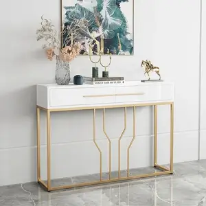 Nova Draagbare Witte En Gouden Consoles Tafelhout Met Lade Moderne Stijl Woonkamer Hal Zijtafel Console