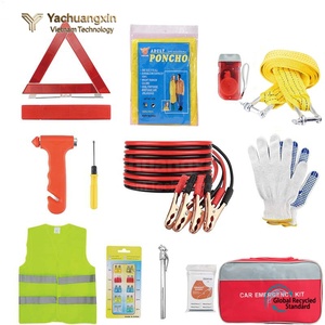 Car Emergency Kit With <b>Jumper</b> Cables Safety Vest <b>Poncho</b> Gloves Warning Triangle And Tools Portable For Roadside Assistance - Product Image 6
