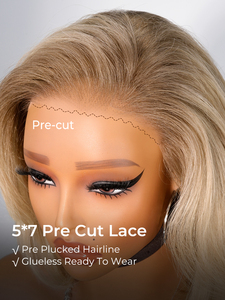 วิกผมบ๊อบตรงแบบติดกาวสำเร็จรูป ขนาด 5x7 นิ้ว สีบลอนด์ออมเบรแบบไล่ระดับ  ทำจากผมแท้  พร้อมใช้งาน - Product Image 4