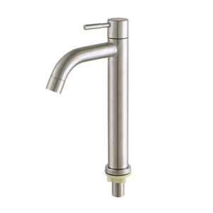 Stainless Steel Single Handle Basin Faucet 7 0 8 9in Spout Reach Minimalist <b>Deck</b> Mounted For Bathroom Sink - Product Image 4