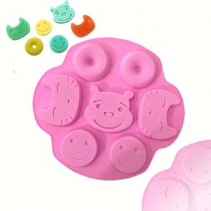 Moule en silicone écologique pour bougies et savons, 6 cavités, formes d'ours souriant et de chat, échantillon gratuit, fabrication OEM/ODM - Product Image 1