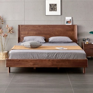Solid Wood <b>Bed</b> Black Walnut Modern Minimalist Nordic Style 1.8M Platform <b>Double</b> <b>Bed</b> Bedroom Furniture - Product Image 1