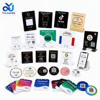 Carte NFC intelligente NTAG215 avec puce, affichage QR, étanche, 13,56 MHz, support Google Review, plaque acrylique pour table de restaurant
