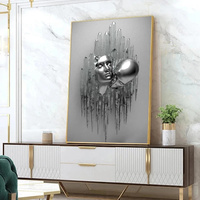 Tableau mural populaire en toile avec sculpture métallique nordique, affiche moderne d'art mural représentant une statue d'amour, idéal pour la décoration de chambre à coucher