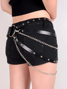 Ceinture en Métal Sexy en Cuir, Punk Harajuku, Grand Anneau en Métal Exagéré, Ceinture de Performance pour Femme, Chaîne de <span class=keywords><strong>Jeans</strong></span> - Product Image 6