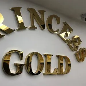 High Quality Custom 3d Gold Letter Logo Sign Led Channel Letter Sign Business Signs Logo Outdoor