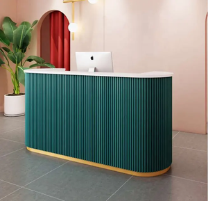 Mostrador de Recepción de Peluquería Moderna Personalizado de Jincheng, Mostrador de Recepción de Salón de Uñas de Lujo Plateado - Product Image 1