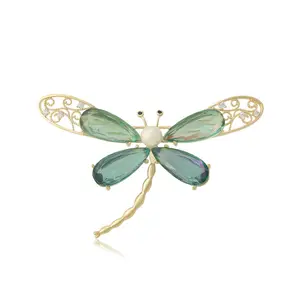 Blbrooches-572 Xuping Jewelry elegant refinement elegant dragonfly rhinestone 14K gold animal series brooch