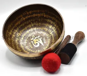 Tibetan Mantra Carved Medium size singing bowl vibrating sound healing and meditation purposes