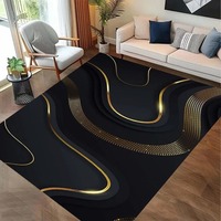 Tapis en marbre de luxe noir et or, tapis abstrait moderne, tapis géométrique pour salon, tapis élégant antidérapant, décoration intérieure