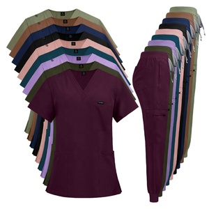 Spandex senza intoppi giorni estivi moderni nuovi colori donne e uomini infermiere Set Jogger antirughe chirurgico uniforme di cura Set di Scrub - Product Image 6