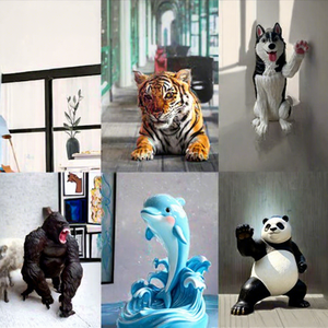 ประติมากรรมสัตว์ในสวนรูปยีราฟ ช้าง เสือ ทำจากเรซิ่นขนาดเท่าตัวจริง - Product Image 4