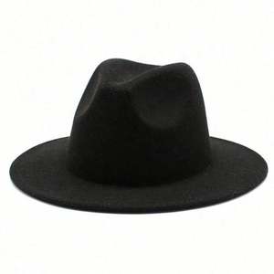 Chapeau Fedora à large bord plat, formel et décontracté, pour adultes unisexes, couleur bordeaux unie, polyester/coton, utilisation 4 saisons, vente en gros - Product Image 5