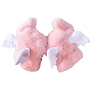 新款设计冬季女童手套户外粉色厚保暖尼龙手套可爱搞笑连指手套天使四肢女手套