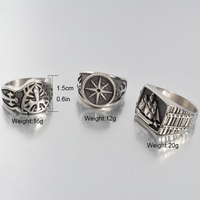 Bague de mariage ou de fiançailles pour homme, style vintage punk hip hop, en acier inoxydable 304 316L plaqué argent, design crâne, taille personnalisée