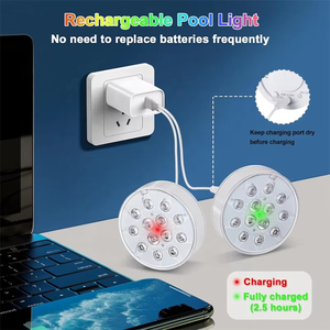 Nueva calidad superior 16 colores RGB LED piscina USB recargable sumergible IP68 luces subacuáticas <span class=keywords><strong>para</strong></span> con control remoto RF <span class=keywords><strong>para</strong></span> barco - Product Image 6