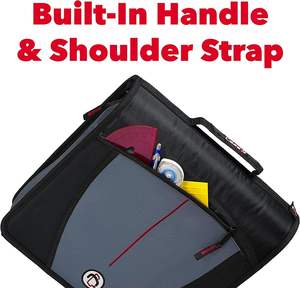 Carpeta de cremallera Case-it Mighty Zip Tab, junta tórica de 3 "con pestañas de 5 colores, carpeta de archivos expandible, correa para el hombro y Asa - Product Image 1