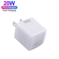 Cargador Rápido Mini de 20W con Enchufe US/EU, Puertos Tipo C, Adaptador de Corriente USB-C PD de 20W, Cargador de Pared USB Tipo C para Apple iPhone 14 15 16 Pro