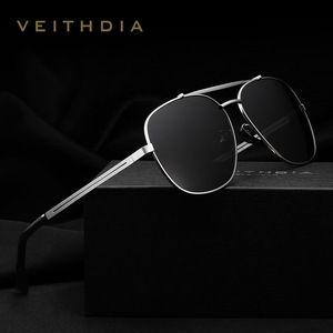 Veithdia Men's Square <b>Frame</b> Polarized Sunglasses Metal UV400 Fashion Outfits - Product Image 1