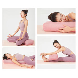 Yoga Bolster Pillow <b>Rectangular</b> <b>Cushion</b> Foam Wedges Washable Suede Pillowcase for Meditation and Support With Carry Handles - Product Image 2