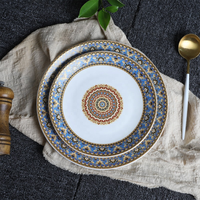 Assiettes plates en céramique de luxe, style bohème, grandes et peu profondes, pour dîner, steak, pâtes, service à domicile, mariage, fête, décoration