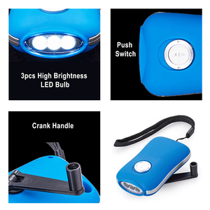 Đầy màu sắc 3 led Hand Crank Đèn pin Máy phát điện Dynamo phí ánh sáng <span class=keywords><strong>13000</strong></span> Lumens 2 giờ trắng LED <span class=keywords><strong>Torch</strong></span> ánh sáng - Product Image 2